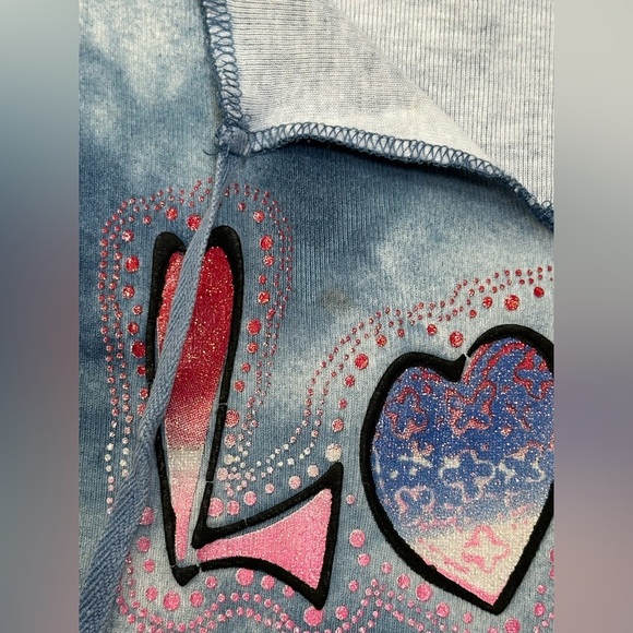 Y2K American Girl by Next Era Love Graffiti Blue Tie-Dye Top Women’s M/L(approx) - Picture 12 of 13